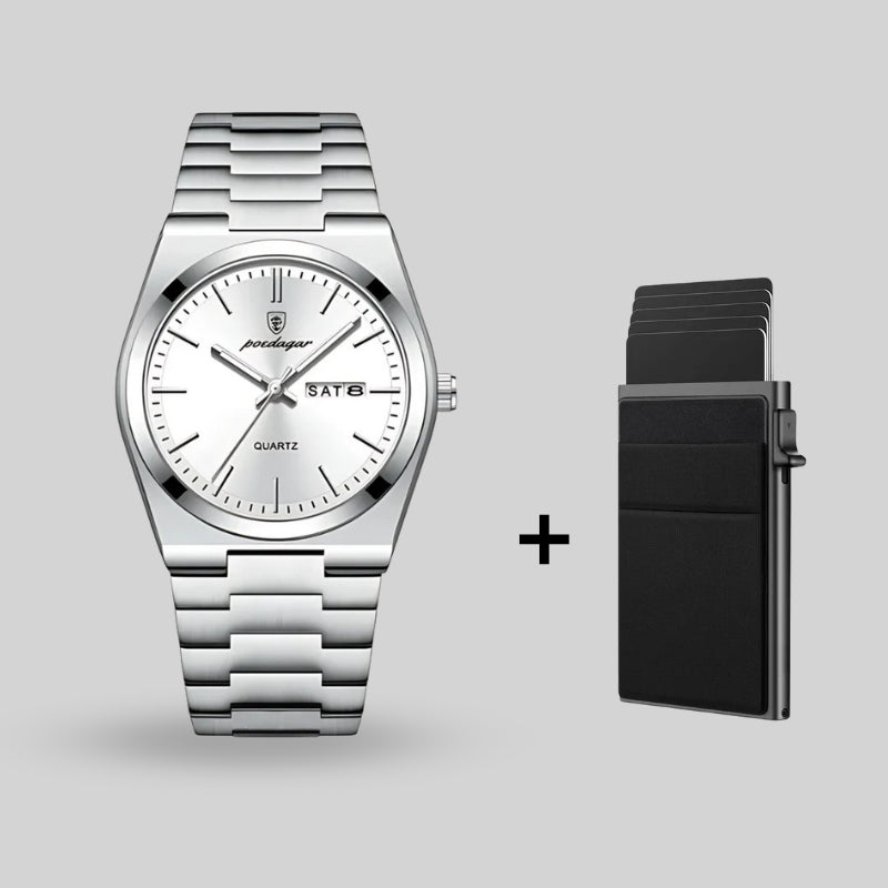 Herenhorloge Poedagar + gratis portemonnee