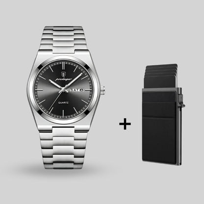 Herenhorloge Poedagar + gratis portemonnee