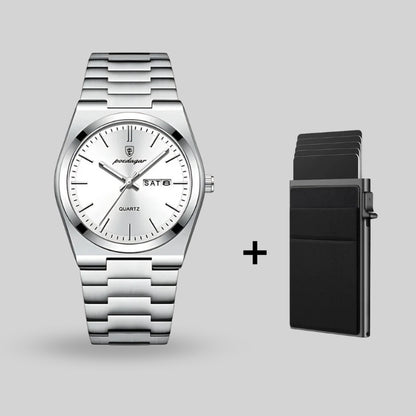 Herenhorloge Poedagar + gratis portemonnee