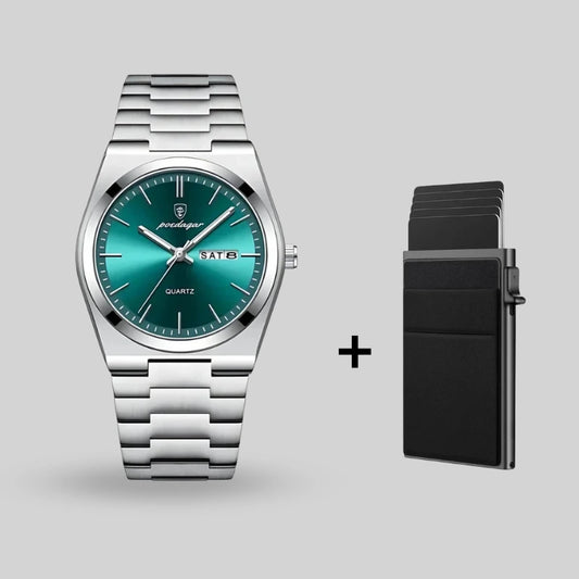 Herenhorloge Poedagar + gratis portemonnee