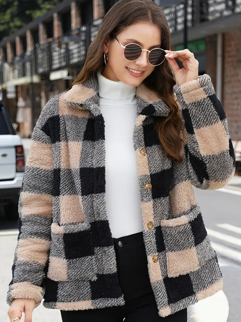 Veste Femme à Carreaux Confortable et Douillette