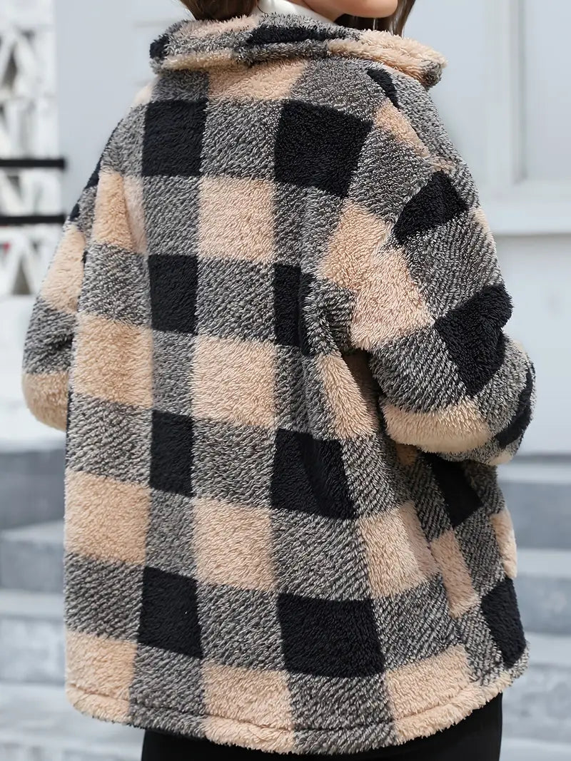 Veste Femme à Carreaux Confortable et Douillette