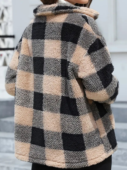 Veste Femme à Carreaux Confortable et Douillette