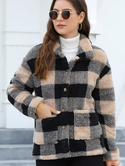 Veste Femme à Carreaux Confortable et Douillette