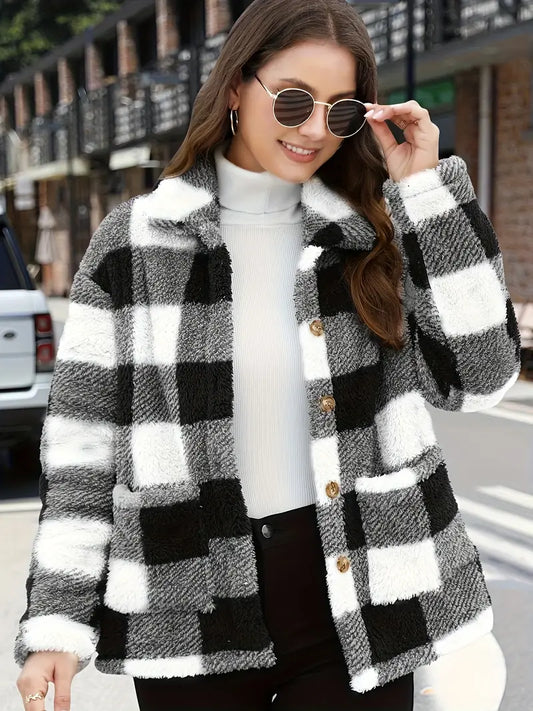 Veste Femme à Carreaux Confortable et Douillette