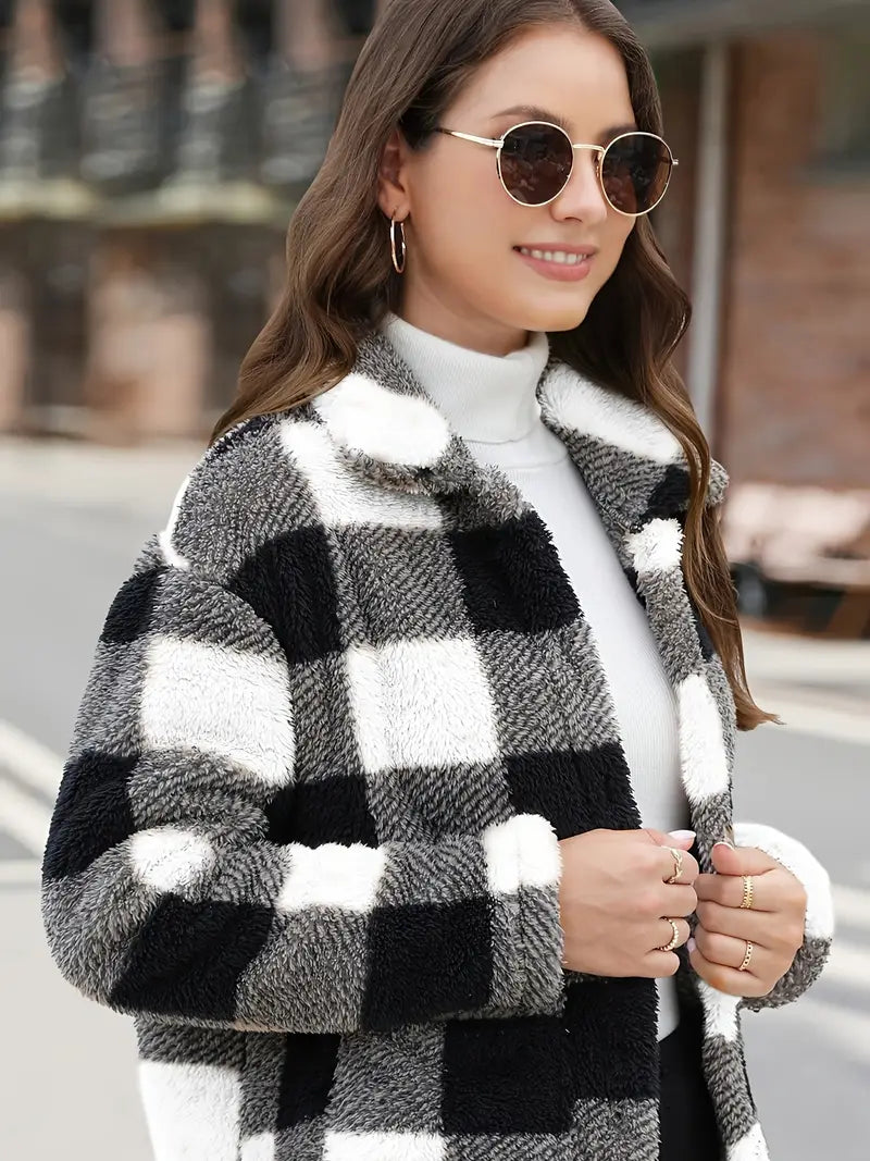 Veste Femme à Carreaux Confortable et Douillette