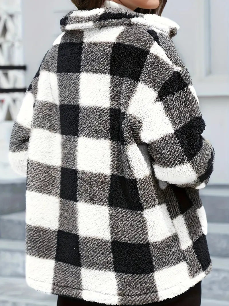 Veste Femme à Carreaux Confortable et Douillette
