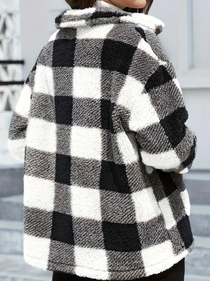 Veste Femme à Carreaux Confortable et Douillette