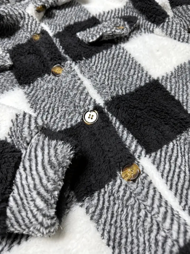 Veste Femme à Carreaux en Peluche
