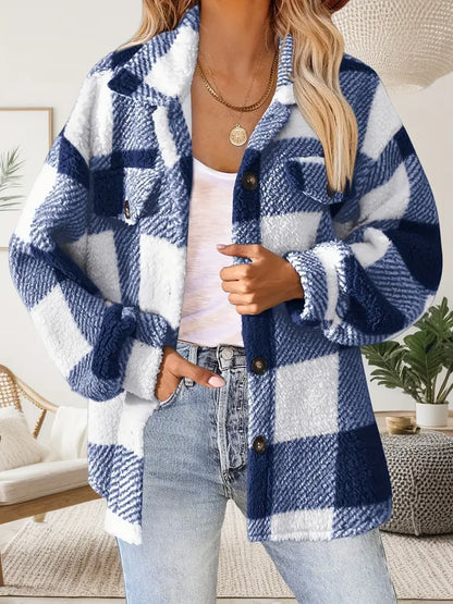 Veste Femme à Carreaux en Peluche