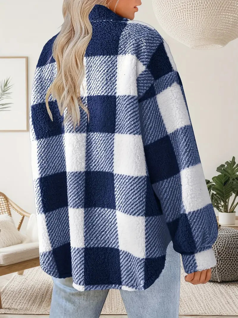Veste Femme à Carreaux en Peluche