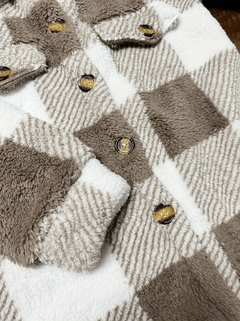 Veste Femme à Carreaux en Peluche