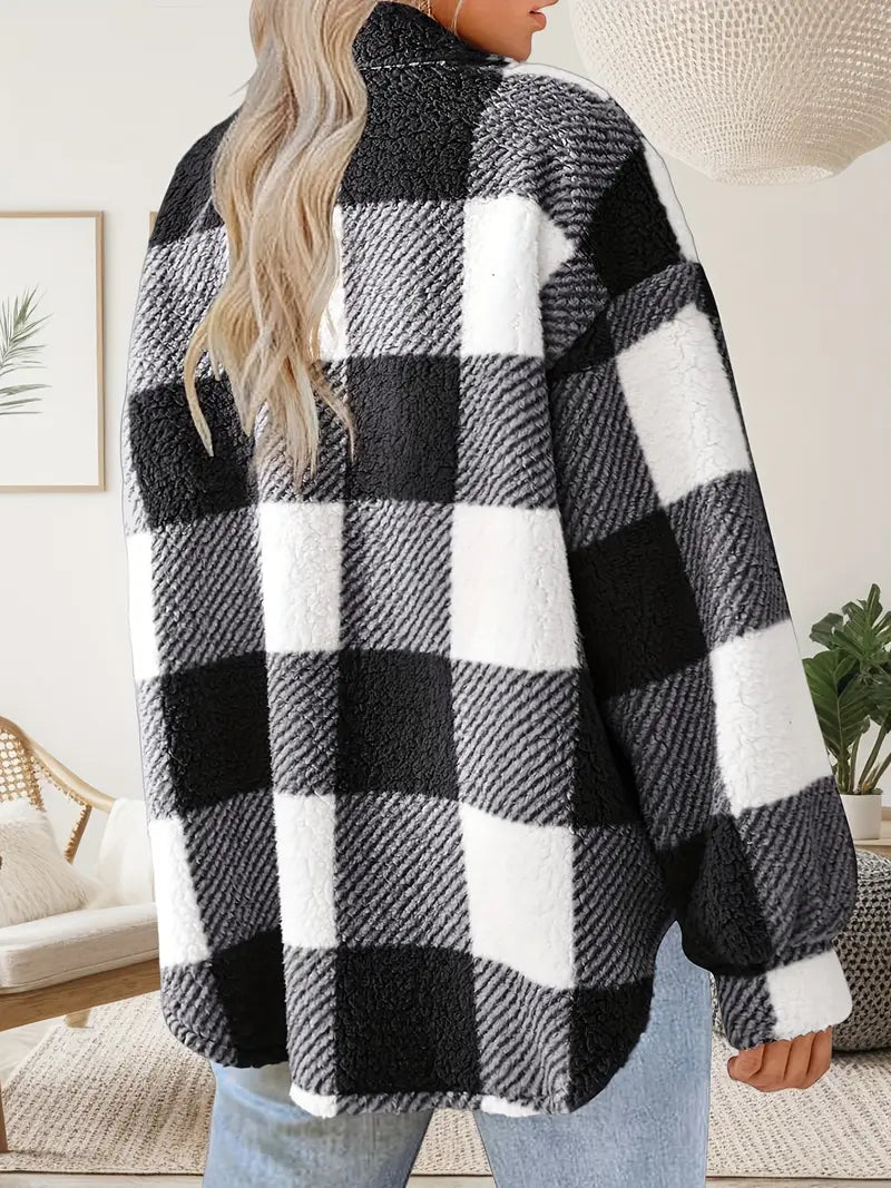 Veste Femme à Carreaux en Peluche