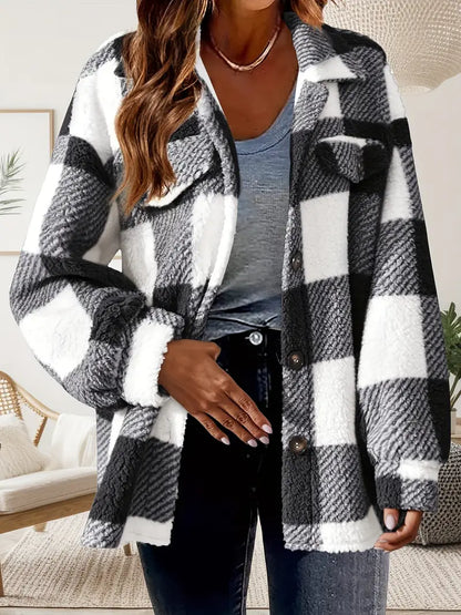 Veste Femme à Carreaux en Peluche