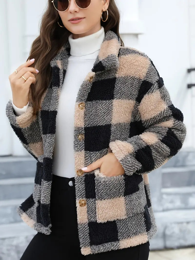 Veste Femme à Carreaux Confortable et Douillette