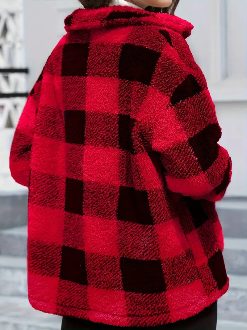 Veste Femme à Carreaux Confortable et Douillette