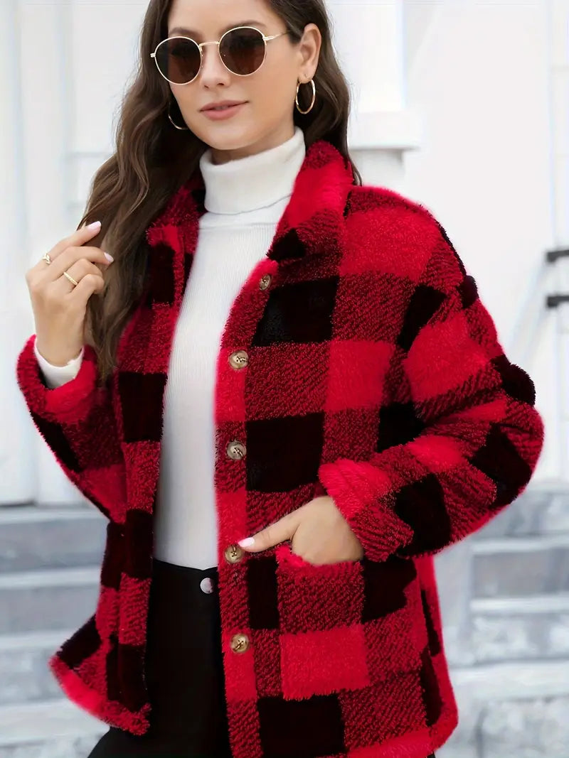 Veste Femme à Carreaux Confortable et Douillette