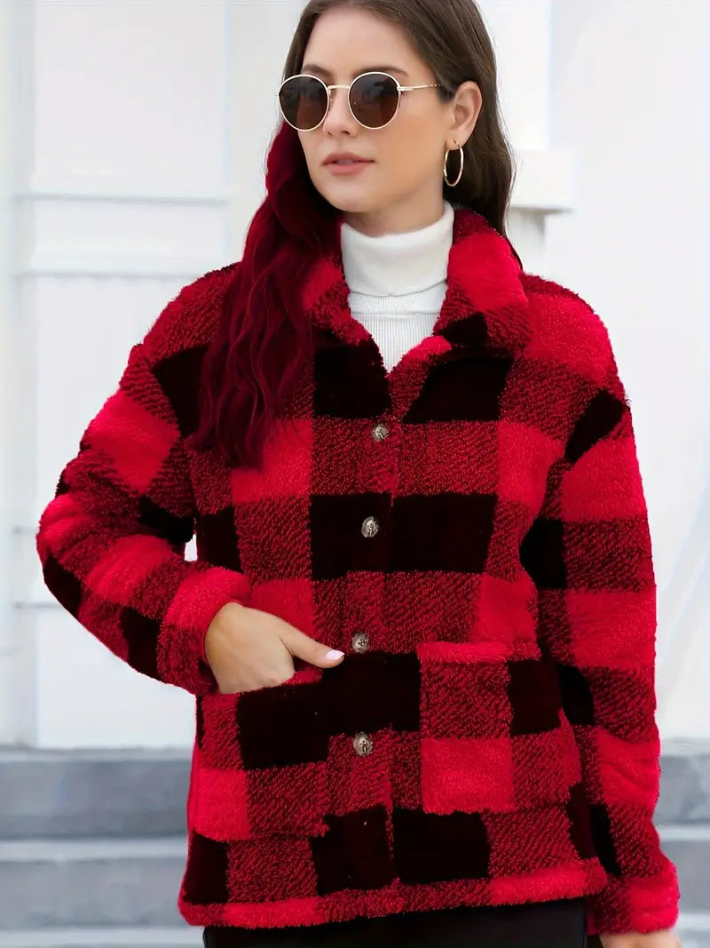 Veste Femme à Carreaux Confortable et Douillette