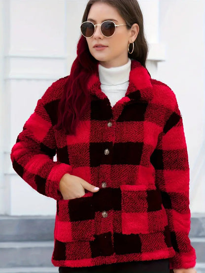 Veste Femme à Carreaux Confortable et Douillette