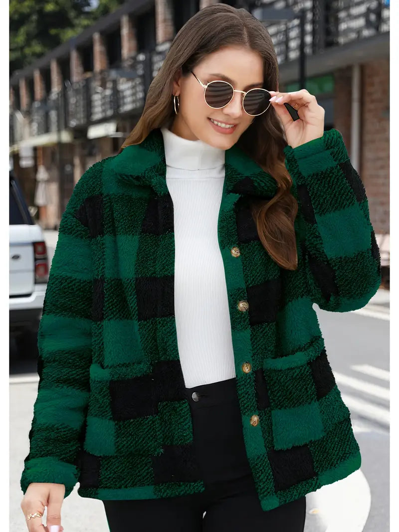 Veste Femme à Carreaux Confortable et Douillette