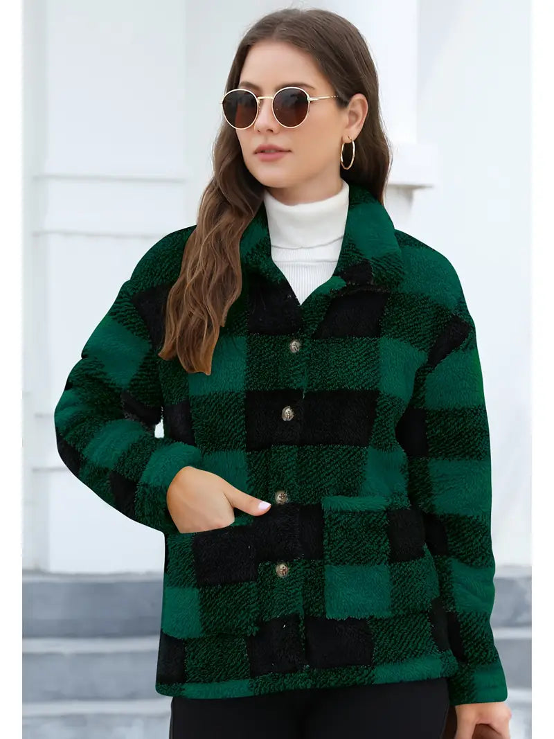 Veste Femme à Carreaux Confortable et Douillette