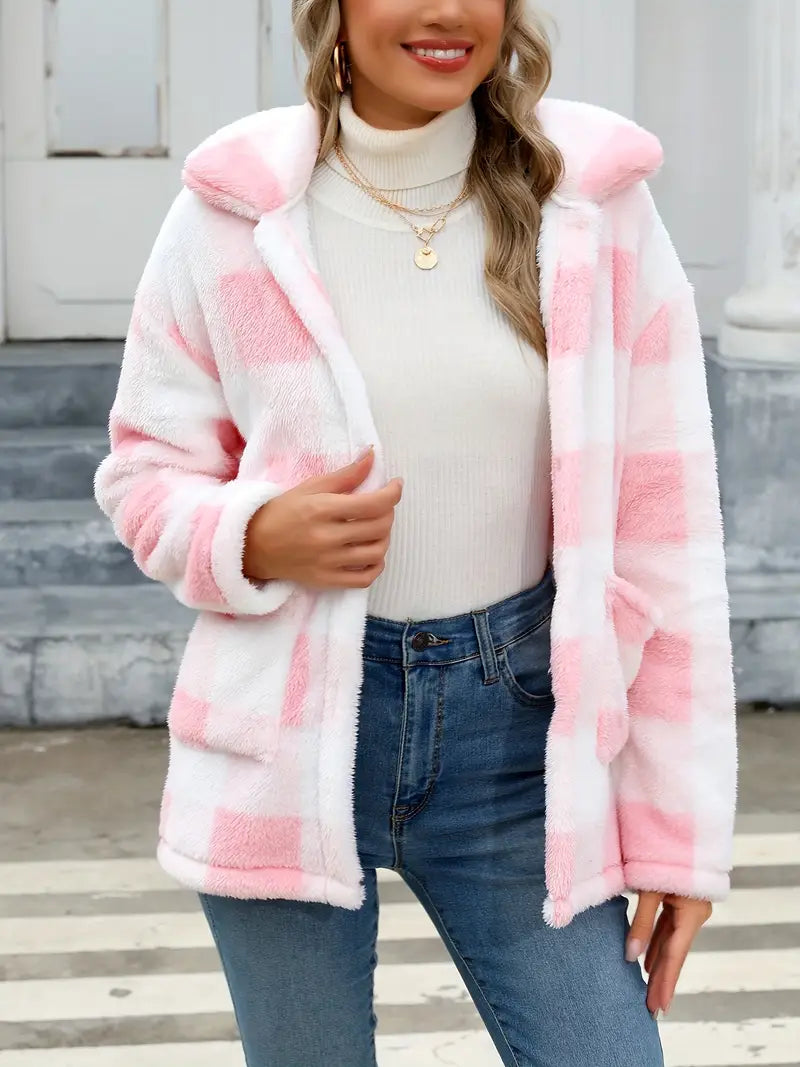 Veste Femme à Carreaux Confortable et Douillette