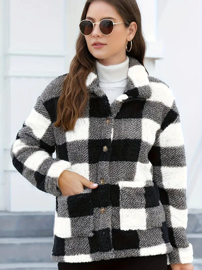 Veste Femme à Carreaux Confortable et Douillette
