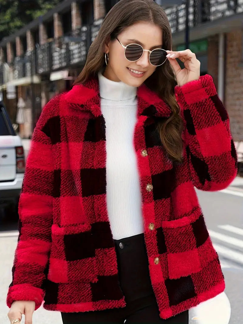 Veste Femme à Carreaux Confortable et Douillette