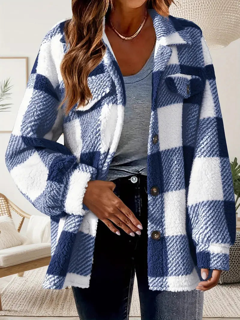 Veste Femme à Carreaux en Peluche