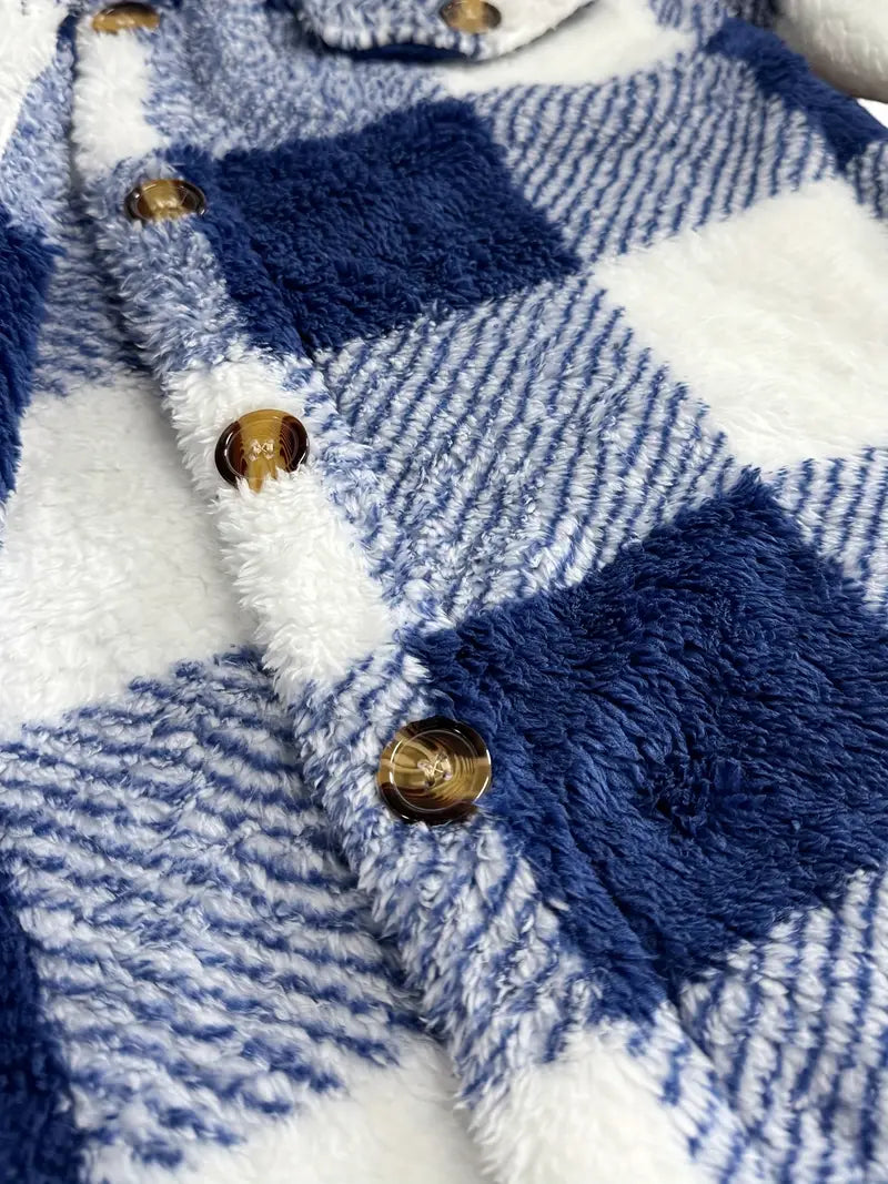 Veste Femme à Carreaux en Peluche