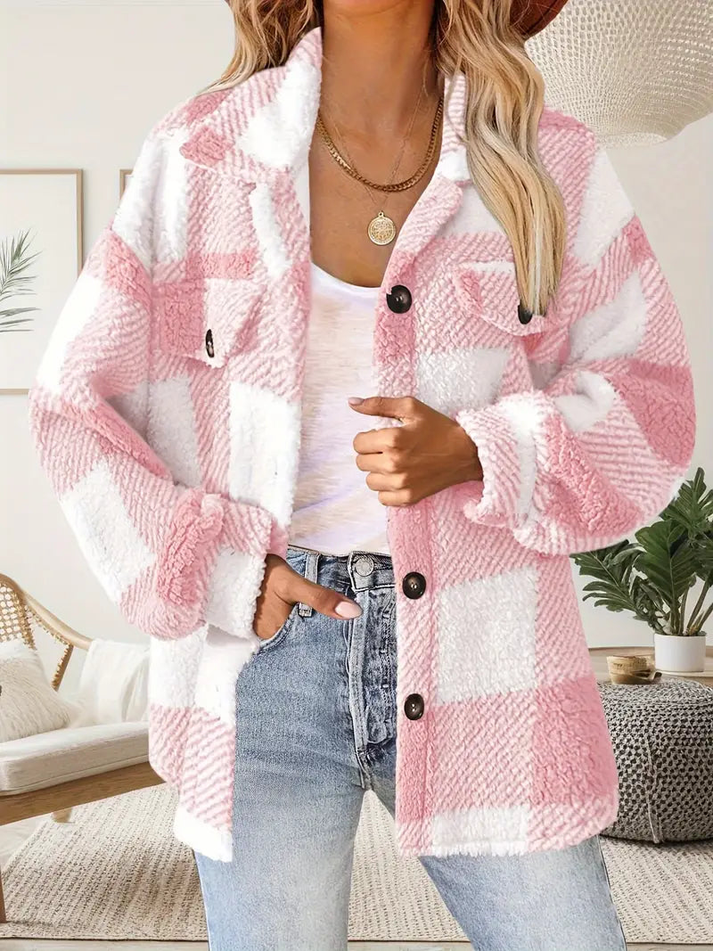 Veste Femme à Carreaux en Peluche