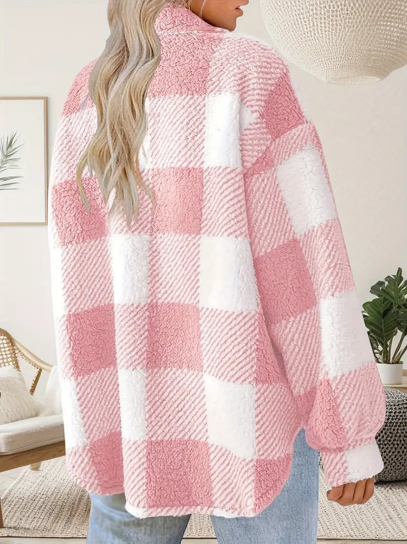 Veste Femme à Carreaux en Peluche