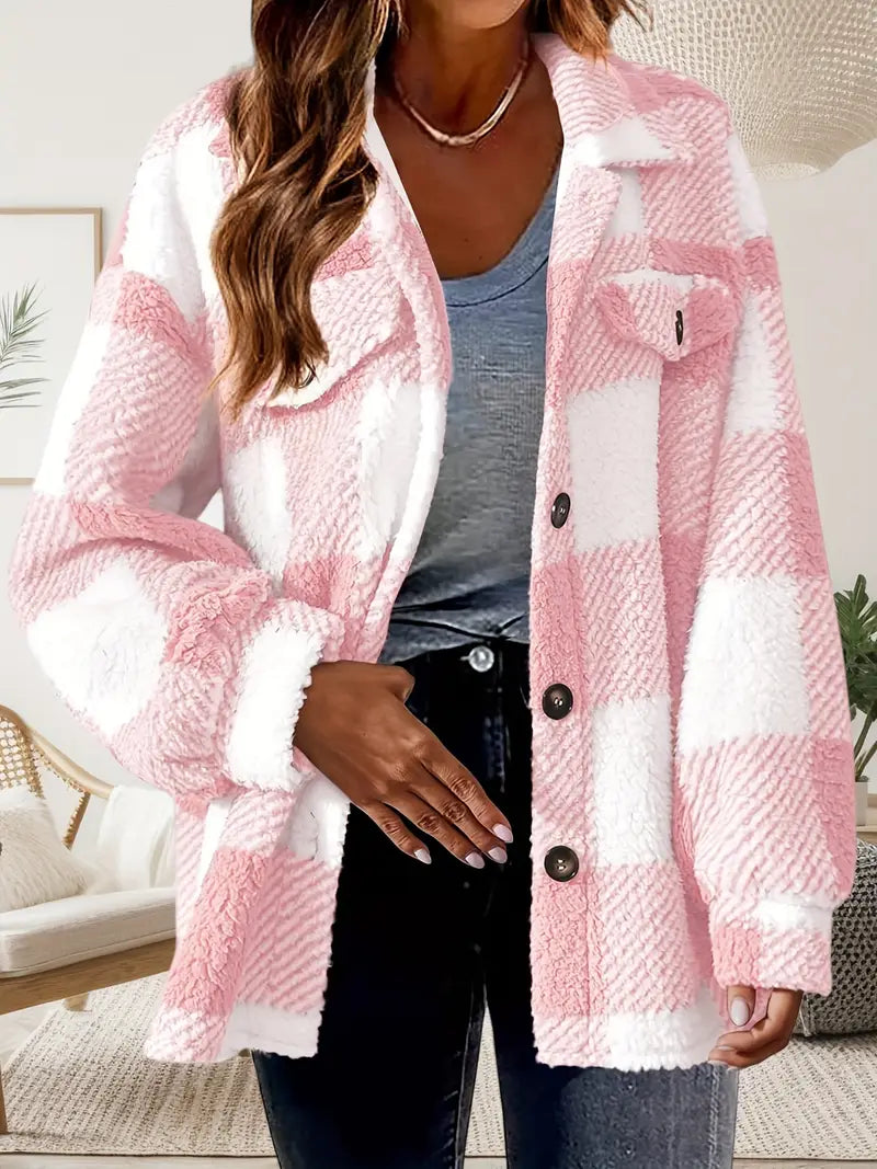 Veste Femme à Carreaux en Peluche